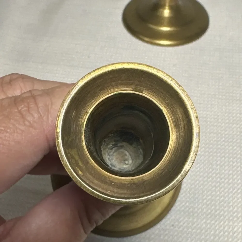 Pair Brass Candlesticks Classic Candle Holders Home Décor 5x2.5” Traditional VTG